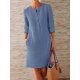 Spring Casual Solid Color Cotton Linen Dress