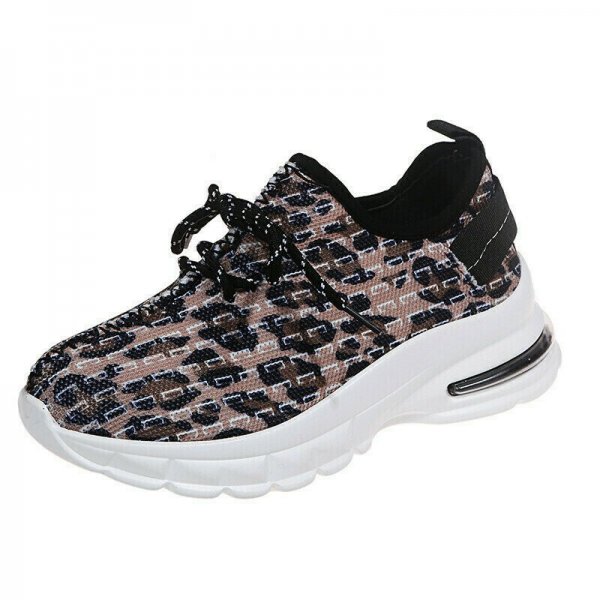 Ladies Mesh Air Cushion Leopard Sneakers