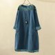 Corduroy Crew Neck Dress with Pockets