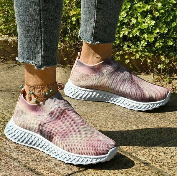 Lightweight Comfy Mesh Tie-dye Patterned Slip-on Shoes