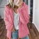 Women's Autumn Winter Long Sleeve Thick Hooded Fleece Open Stitch Coat Jacket Cardigan