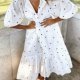 Loose Lantern Sleeve Dot Print Dress